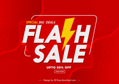 flash sale banner modern red white thunderbolt symbols