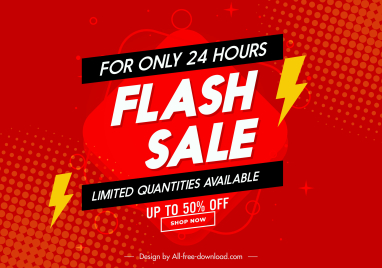 flash sale poster template elegant red thunderbolts decor