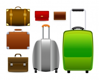flat vector of colored luggages icons