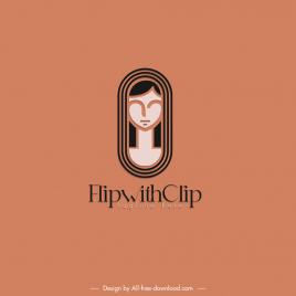 flip with clip logo template flat classic woman face