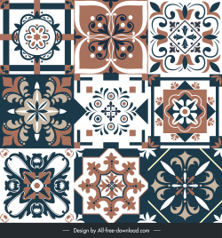 floor tile templates elegant classical symmetrical floral shapes