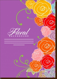 floral background design colorful roses and violet decoration