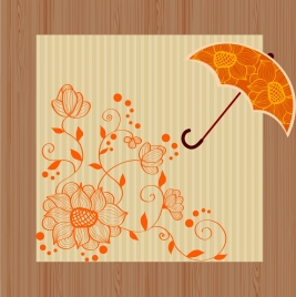 floral background design orange flowers pattern umbrella design