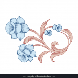 floral decoration design elements baroque style stylized lily handdraw