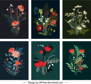 floral painting templates colorful elegant dark classic
