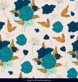 floral pattern template retro repeating handdrawn sketch
