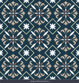 floral tile pattern template elegant dark repeating design