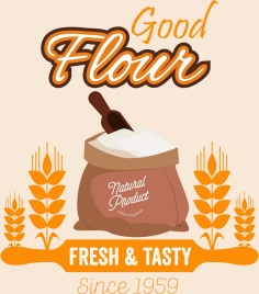 flour advertisement classical decor sack cereal icons