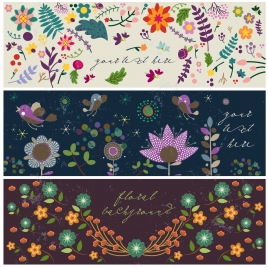 flower background sets with dark colorful design