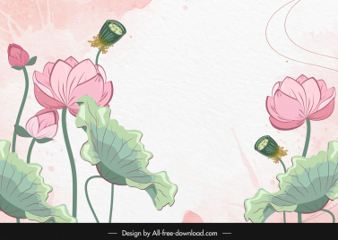 flower background template classical lotus handdrawn