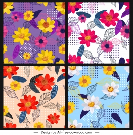 flower background templates colorful classical sketch