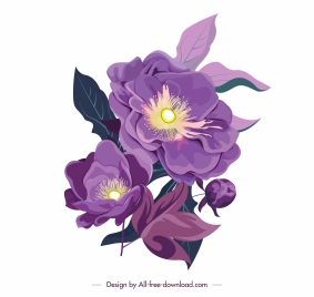 flower icon colored classical design blooming sketch