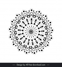 flower mandalas icon sign black white illusion symmetric shape outline
