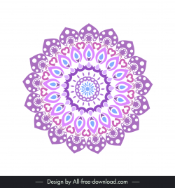 flower mandalas icon sign purple symmetric circle illusion shape design