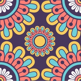 flower pattern colorful classical flat symmetric closeup decor