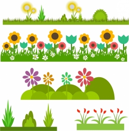 flowers and grass design collection colorful style