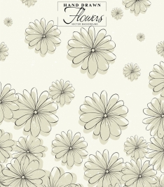 flowers background classical handdrawn outline