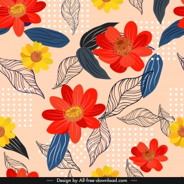 flowers background colorful classical handdrawn sketch