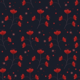 flowers background dark red repeating icons pattern