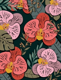 flowers background multicolored retro design