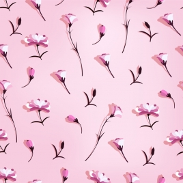 flowers background pink icons decor repeating design