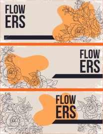flowers backgrounds orange retro sketch