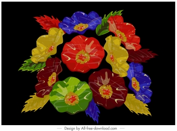 flowers painting dark colorful classical design