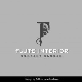 flute interior logotype vintage calligraphic text sketch