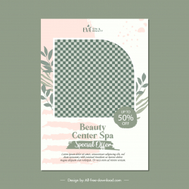 flyer spa template flat classical checkered leaves decor