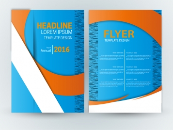 flyer template design with blue curve background