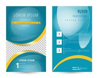 flyer template design with curves and blue background