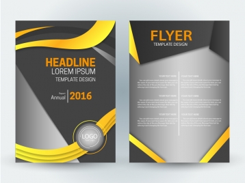 flyer template design with curves and diagonal illustration
