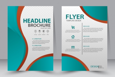 flyer template design with green curves illustration