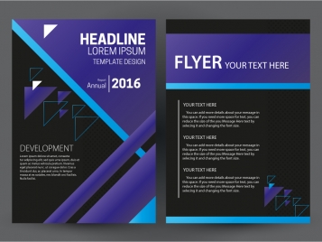 flyer template design with purple and black color