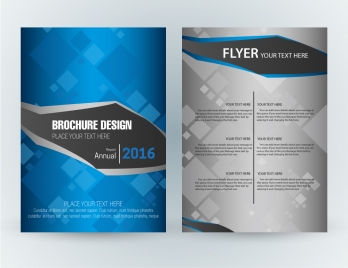 flyer template design with squares vignette style