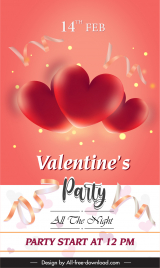 flyer valentine template modern dynamic 3d hearts confetti decor