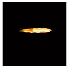 Flying bullet with flame