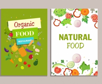 food background sets vegetables food icons colorful design