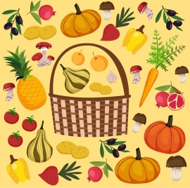 food basket background multicolored classical decor