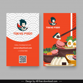 food business card templates classic japanese elements decor