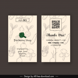 food business card templates handdrawn classic vegetables