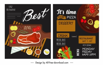 food menu cover template dark colorful elegant classic