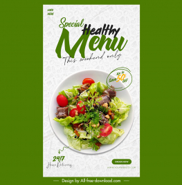 food menu restaurant instagram facebook story template modern realistic salad dish decor
