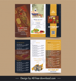 food menu tri fold brochure template flat classical