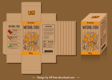 food package template elegant retro handdrawn 3d sketch
