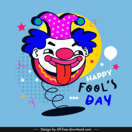 fools day banner template funny clown face