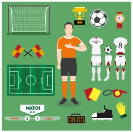 football icons illustration with various colored symbols