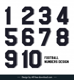 football numbers design elements flat black design