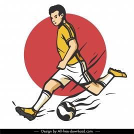 football player icon kicking gesture dynamic classic design