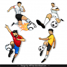 football players icons dynamic cartoon characters